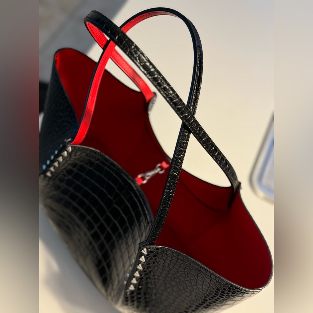 Authentic Christian Louboutin Cabarock Large Tote in Croc Embossed Leather.